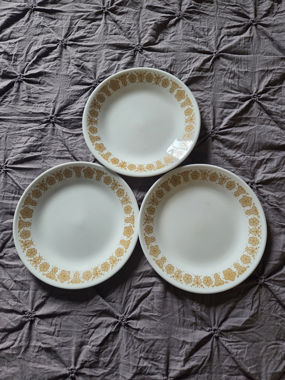 Vintage Corelle Set of 3 Butterfly Gold 6 3/4" Bread/Dessert Plates